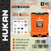 Bình xịt điện có cánh đảo thuôc 2 bơm 20 lít, 12v12ah HUKAN G2-BPT2010. Dùng được khoảng 30-35 bình khi sạc đầy. BH 12 tháng