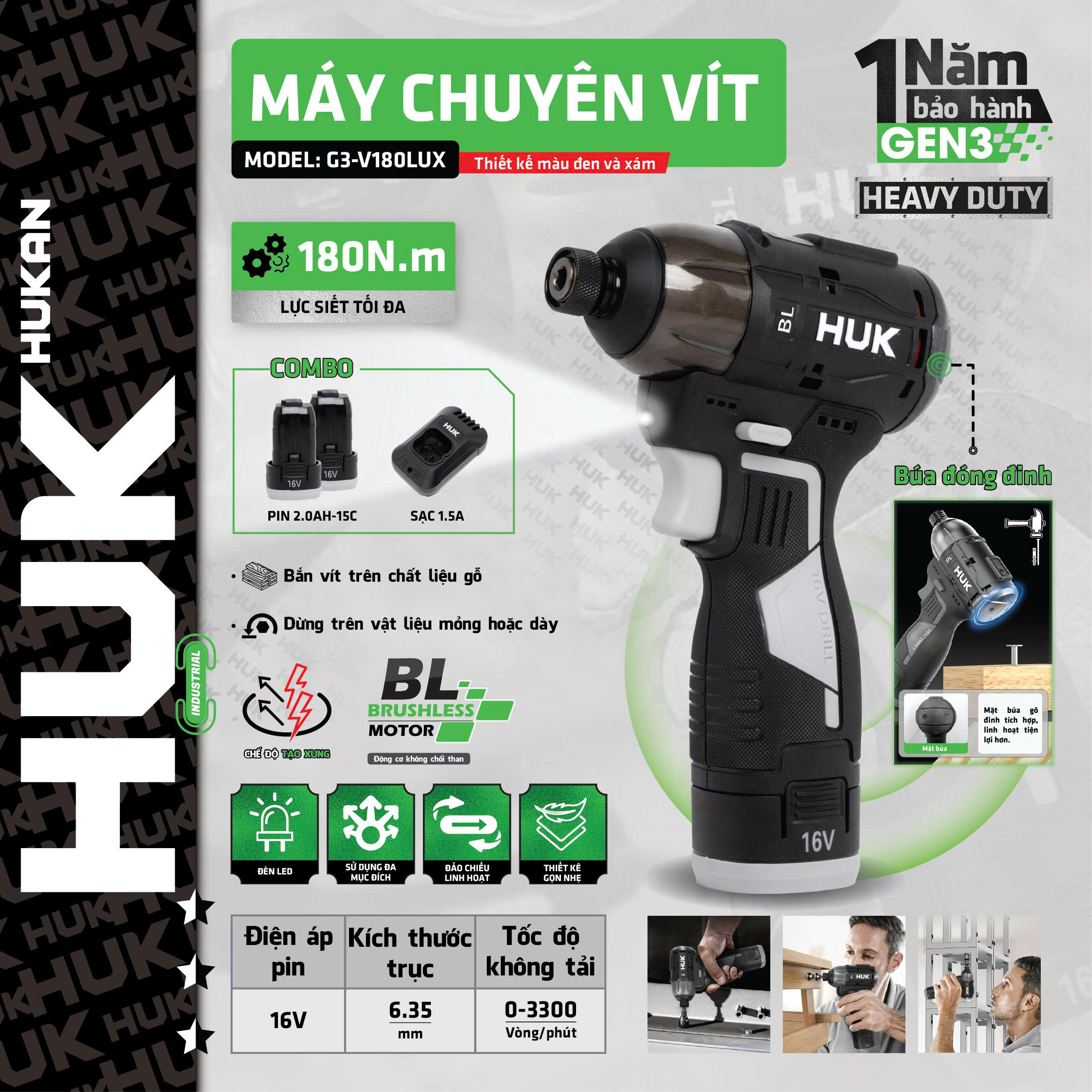 MÁY CHUYÊN VÍT (GEN 3) - F G3-V180LUX - 2 MÁY CHUYÊN VÍT (GEN 3) - F G3-V180LUX - 2