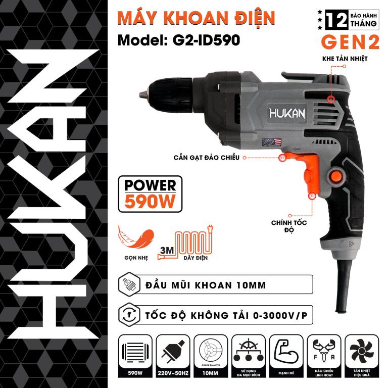 MÁY KHOAN ĐIỆN (GEN2) G2-ID590 - 2 MÁY KHOAN ĐIỆN (GEN2) G2-ID590 - 2