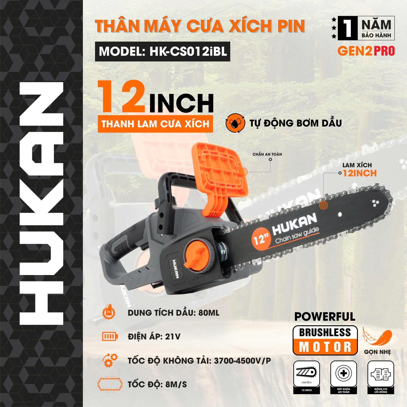 THÂN MÁY CƯA XÍCH PIN 12INCH (GEN2 PRO) BODY HK CS012IBL THÂN MÁY CƯA XÍCH PIN 12INCH (GEN2 PRO) BODY HK CS012IBL