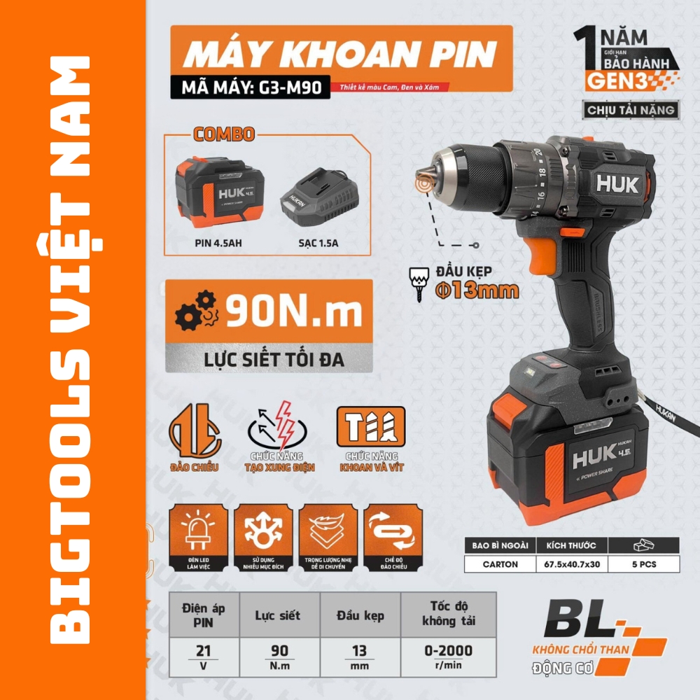 MÁY KHOAN PIN 3 CHỨC NĂNG 13MM (GEN 3) G3-M90 - 89 MÁY KHOAN PIN 3 CHỨC NĂNG 13MM (GEN 3) G3-M90 - 89
