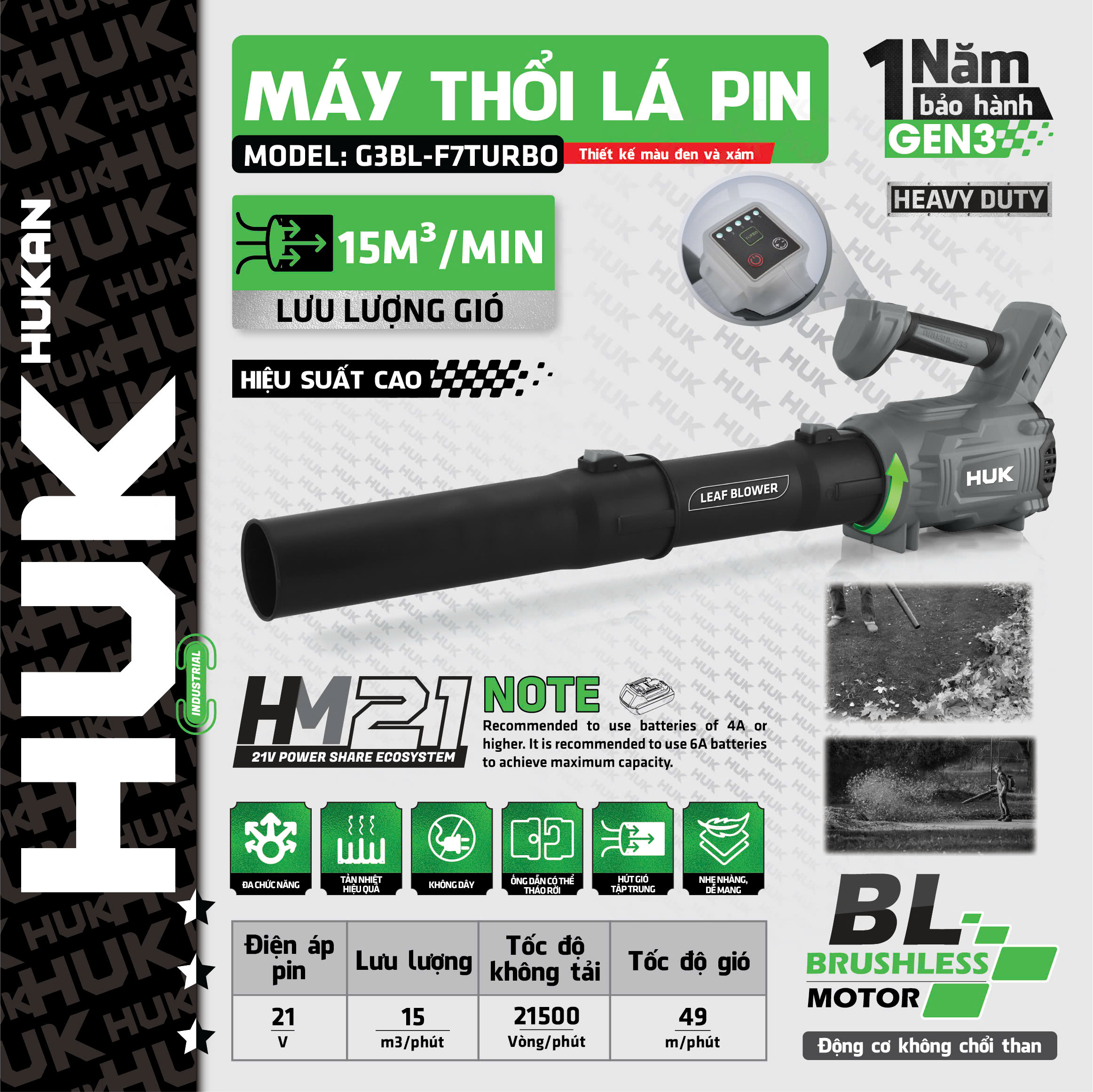 THÂN MÁY THỔI LÁ PIN (GEN 3) G3BL-F7TURBO - 2 THÂN MÁY THỔI LÁ PIN (GEN 3) G3BL-F7TURBO - 2