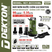 Máy bơm nước chìm DEKTON 21V M21-BC5350BL, lưu lượng 90L/phút. chưa pin sạc