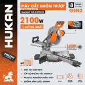 Máy Cắt Nhôm Trượt Hukan G2 - CNT5255 Lưỡi 255mm Công Suất 2100W Có Tia Lazer Chính Hãng Hukan ( giá bao gồm vat )