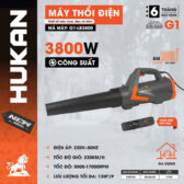 Máy thổi lá dùng điện HUKAN G1-LB3800 Công suất 3800W,6 cấp chỉnh gió,Dây điện dài 8M