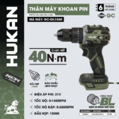 Thân Máy Khoan Pin HUKAN GC-IDL1040 Lực Siết 40Nm Không Chổi Than, Có Đèn Led, CÓ BẢO HÀNH