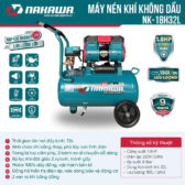 Máy nén khí không dầu 32 Lít NAKAWA NK-18H32L - Công suất 1.8HP tốc nhanh, siêu êm